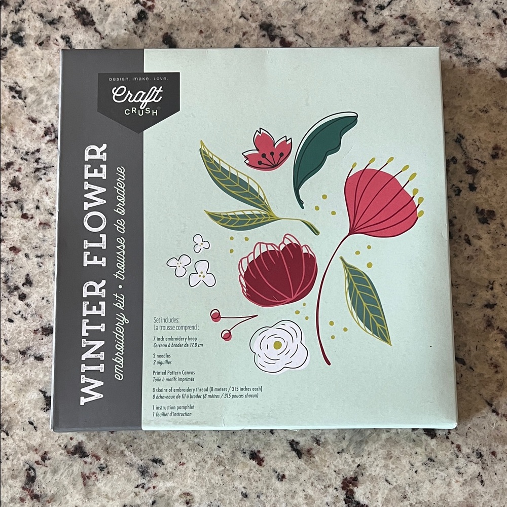 New - Craft Crush Winter Flower Embroidery Kit
